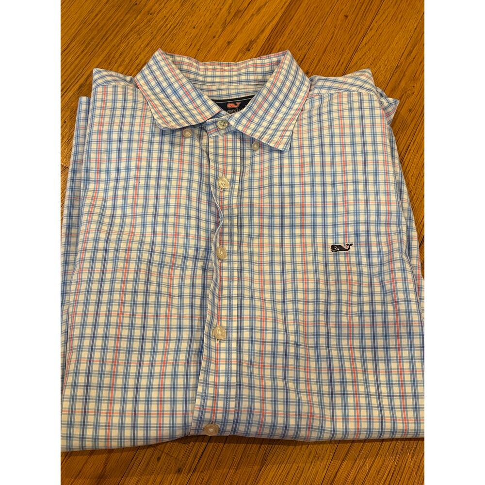 Vineyard Vines XL Check Button Down Shirt Preppy Whale Logo Cotton